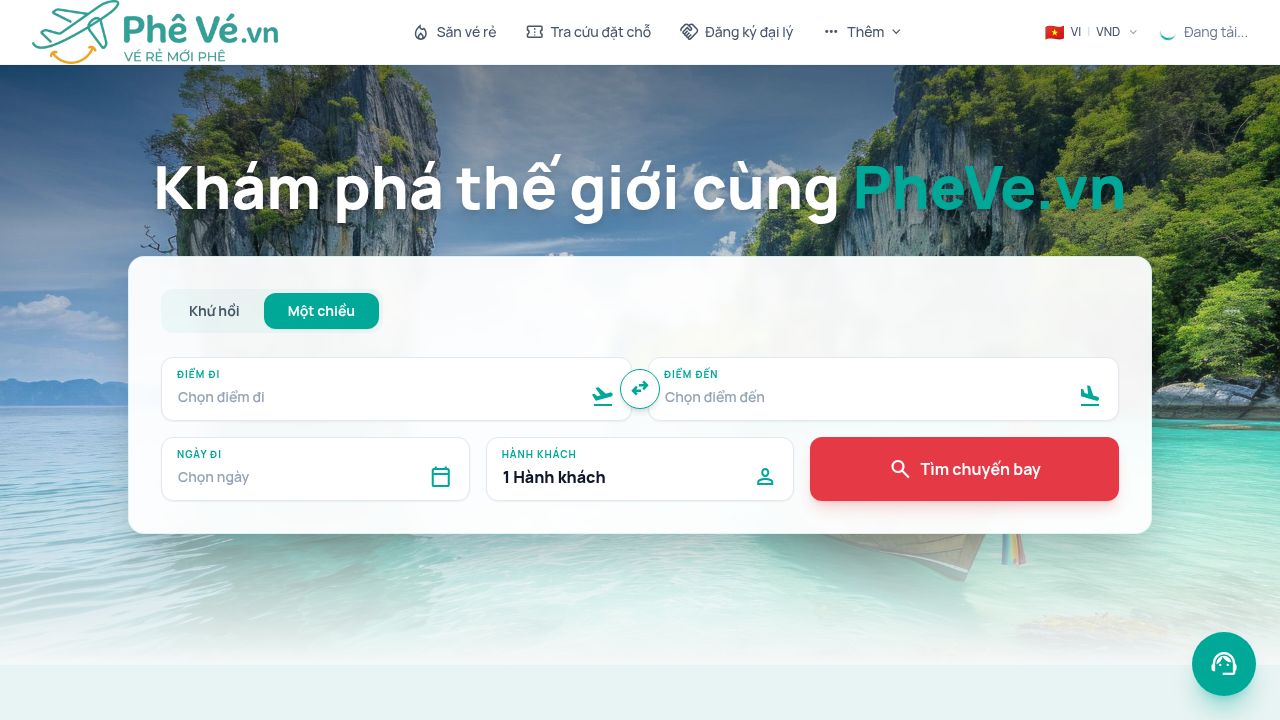 Form tìm kiếm chuyến bay trên Pheve